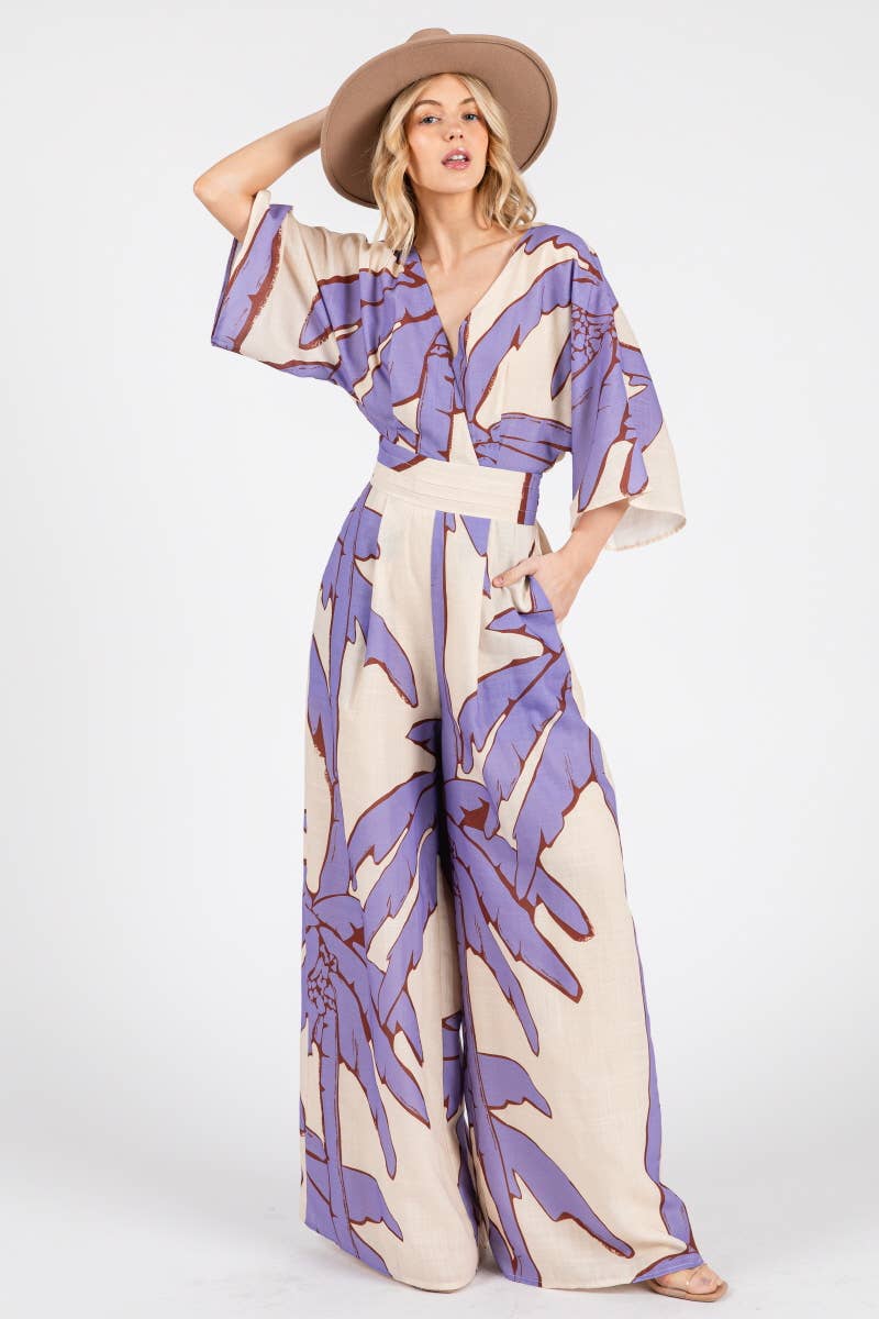 Big Hit Fashion - Floral Print Jump-suit HR2625-GREEN | Salsa