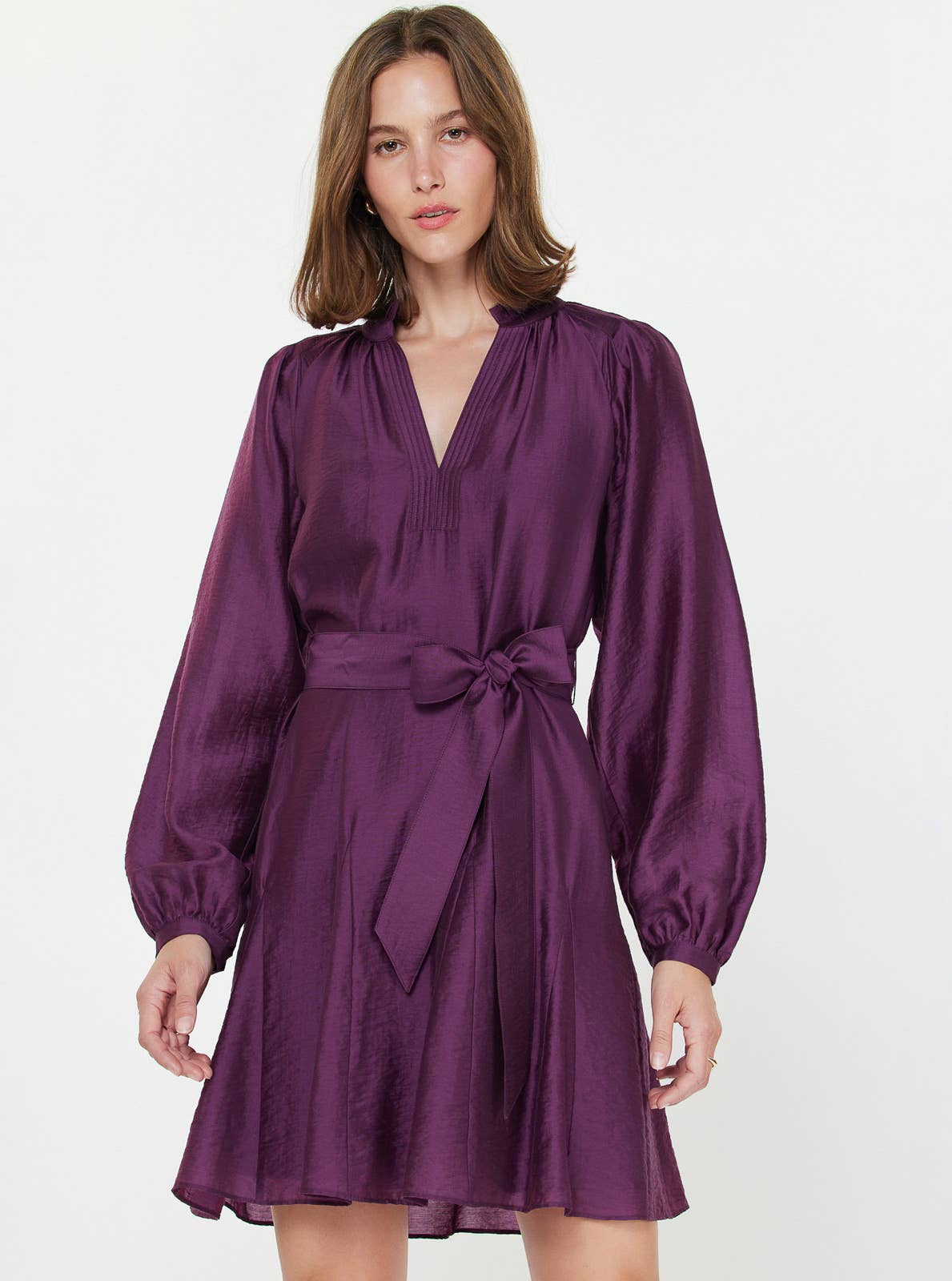 current air long sleeve dress Current Air Long Sleeve Pleated Mini Dress