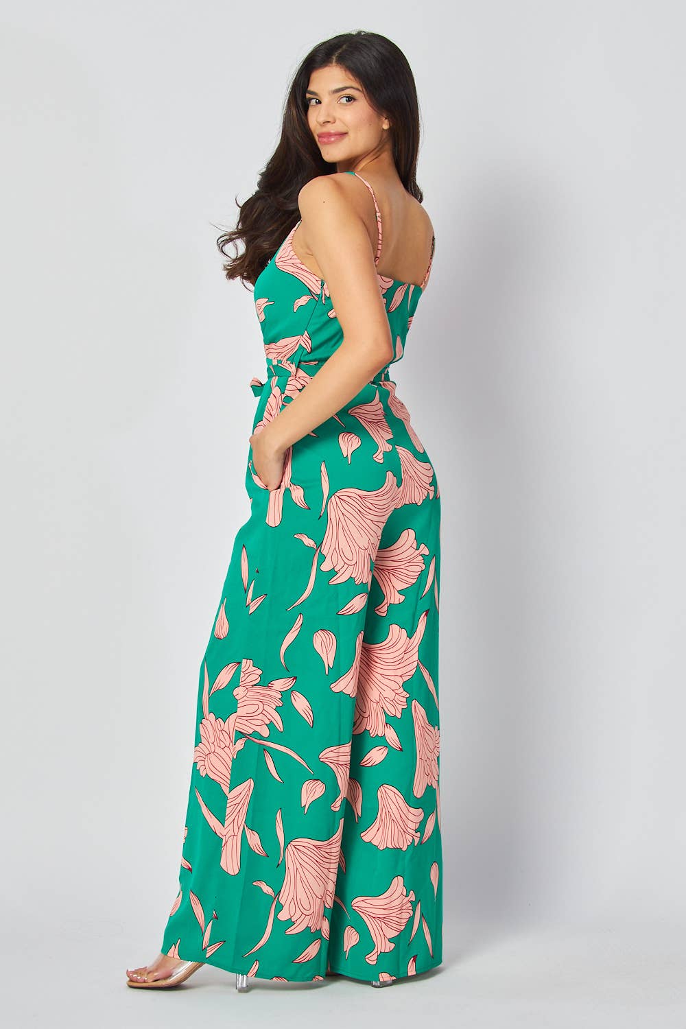 Big Hit Fashion - Floral Print Jump-suit HR2625-GREEN | Salsa