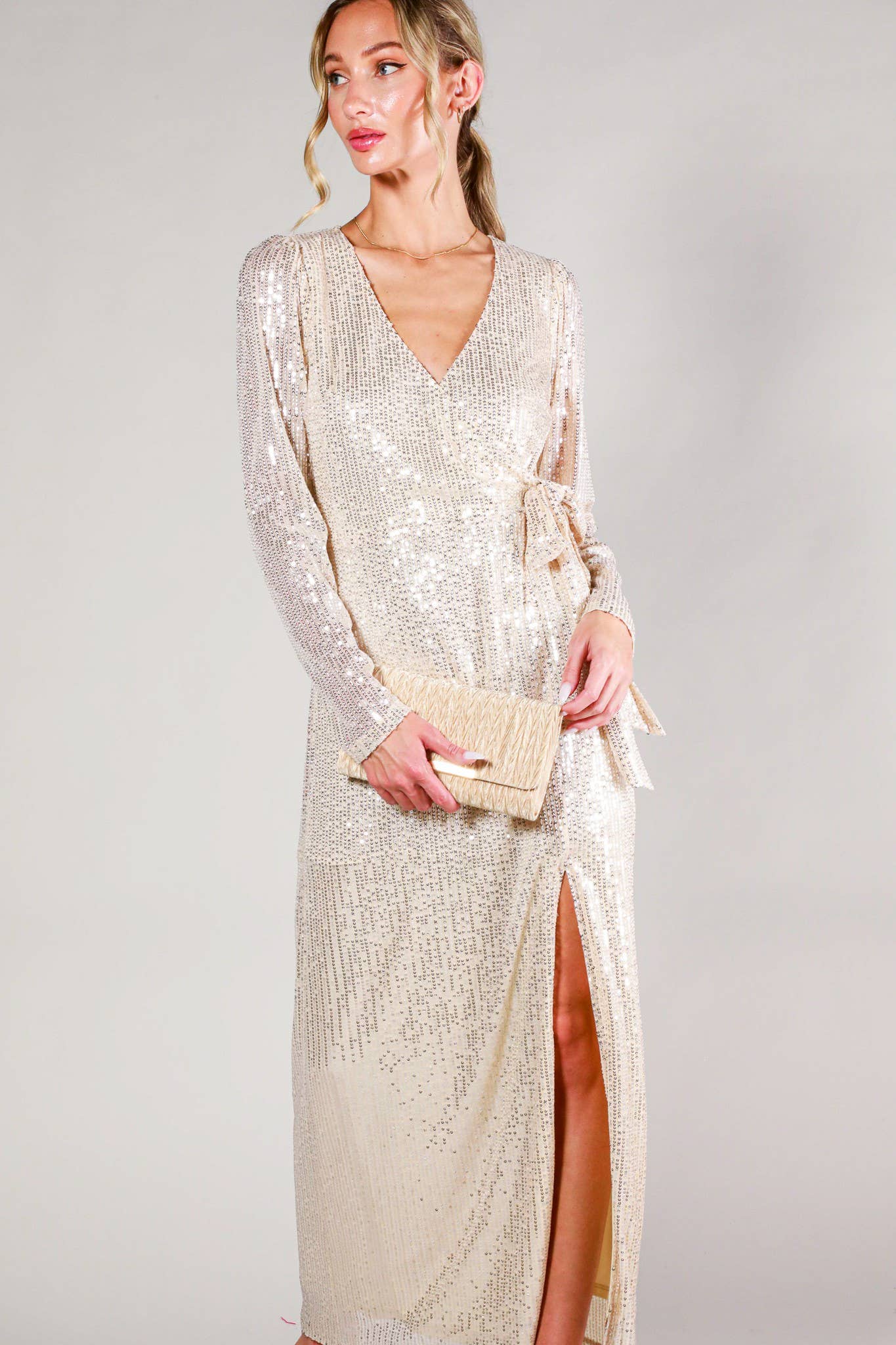 vine and love sequin dress V-Neck Sequin Dress