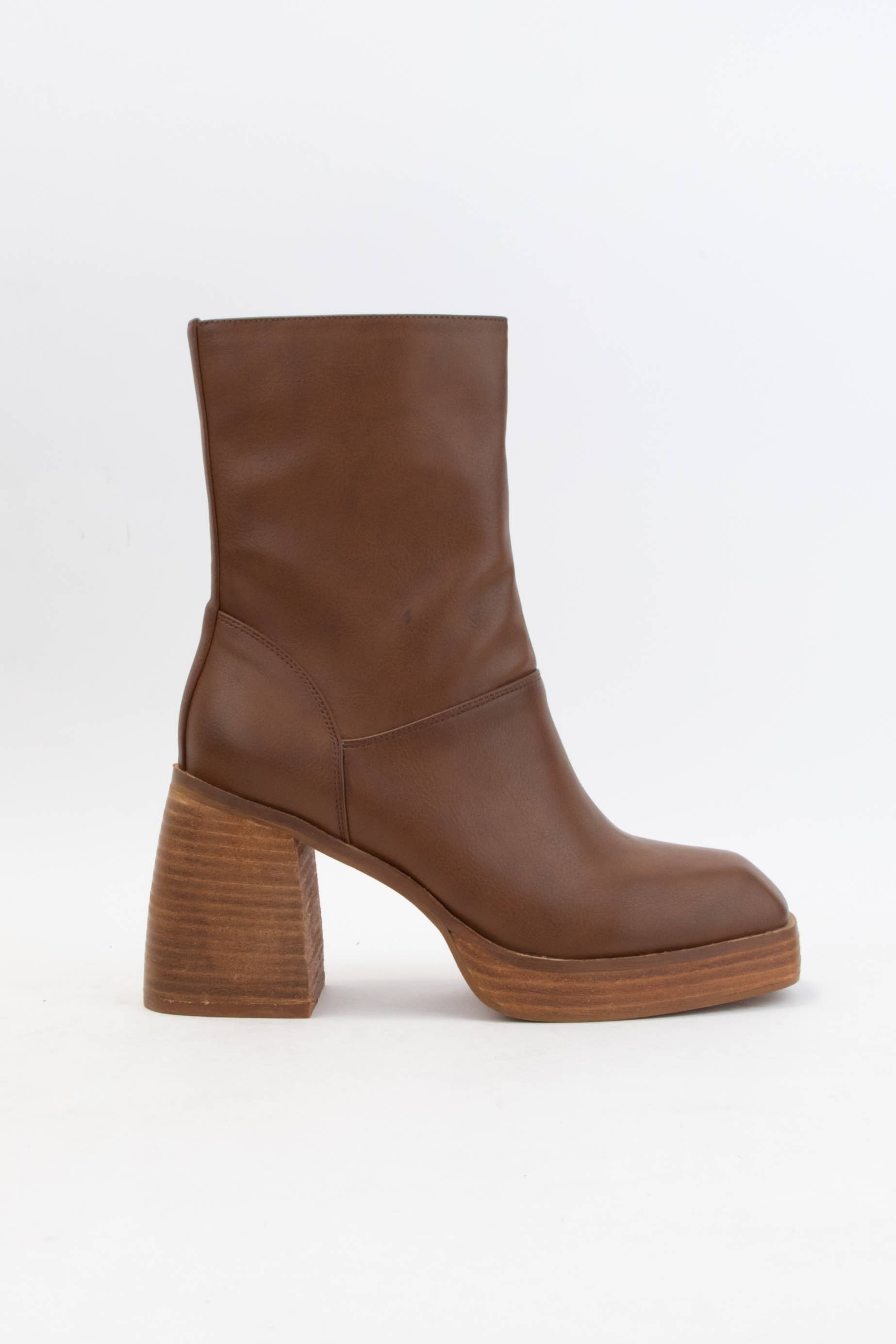 CCOCCI BROWN CHUNKY ANGULAR TOE PLATFORM HEELED ANKLE BOOTS