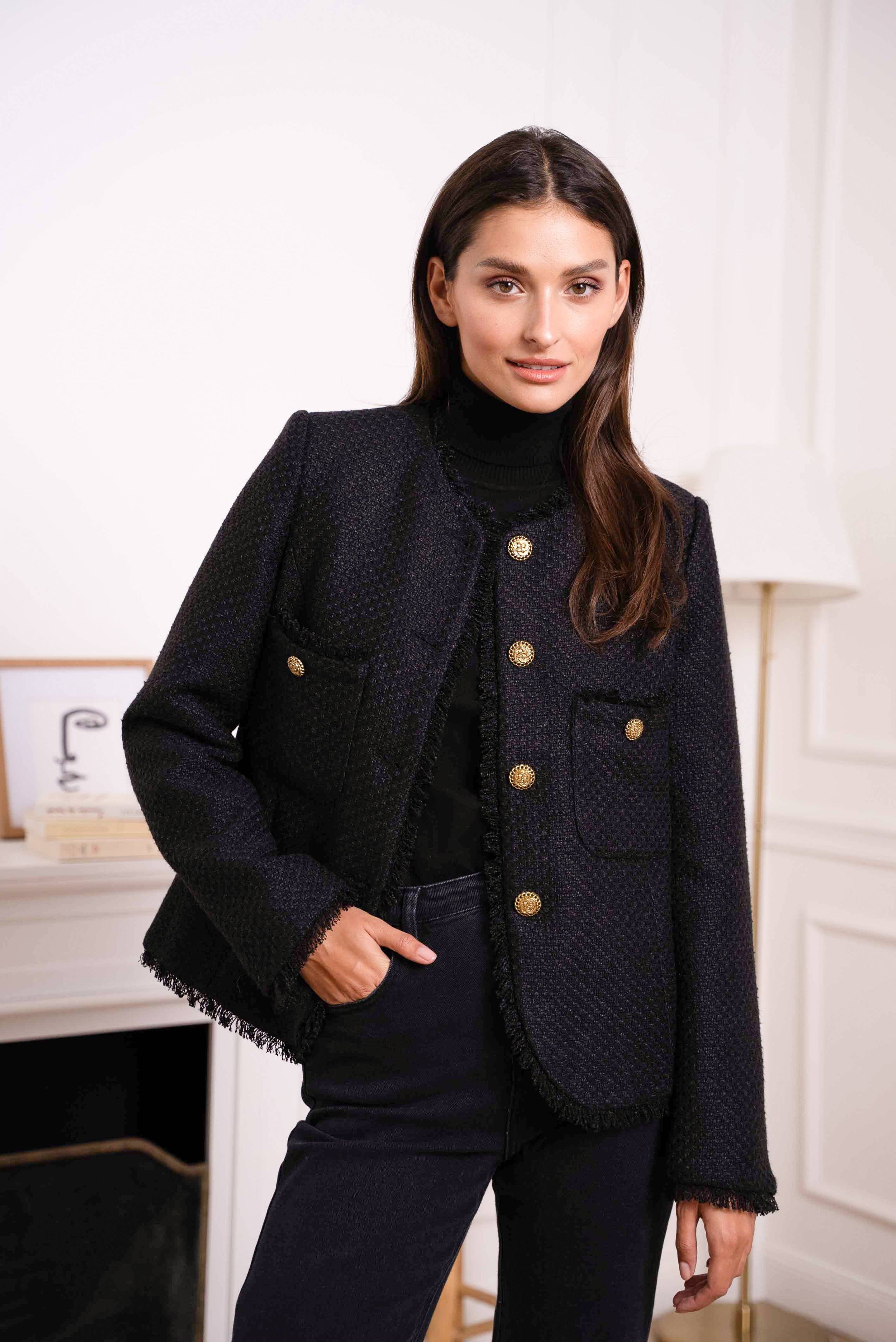 Attentif paris coat black on sale